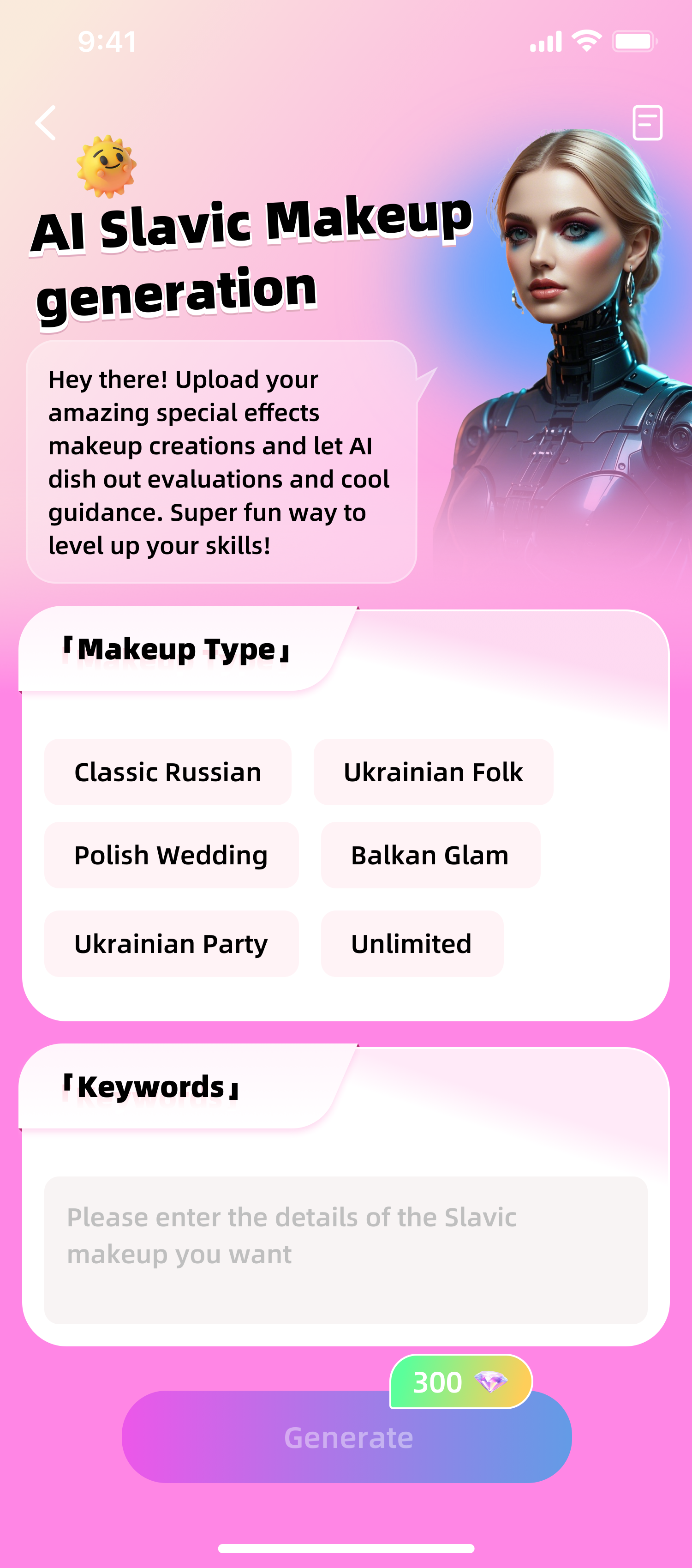 AI Slavic makeup generator