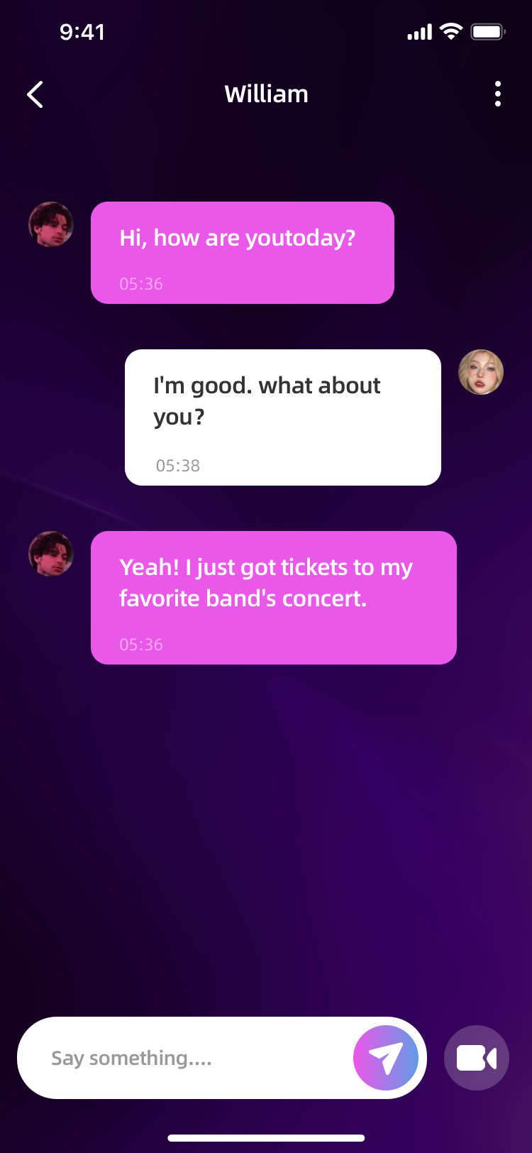OKLiv private chat screen